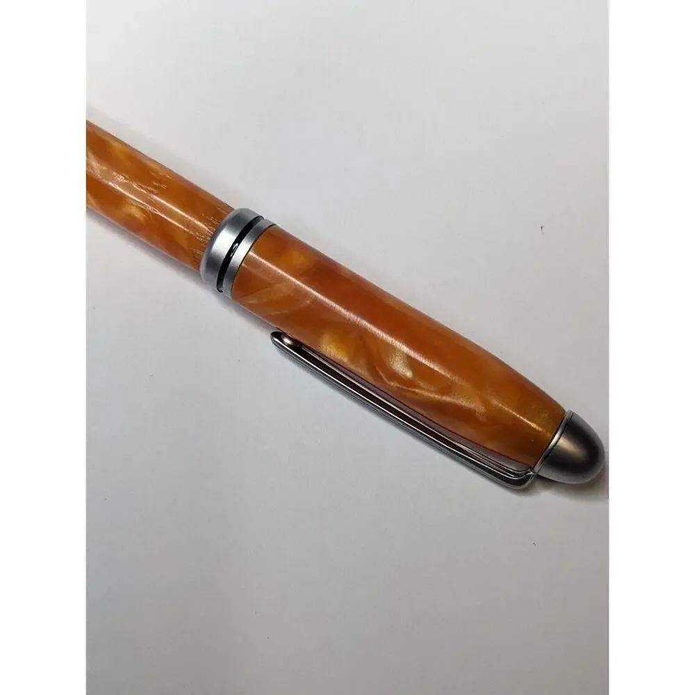 Graduate Twist Pen Satin Silver Finish Orange‎ Acrylic Body Hand Turned Pen